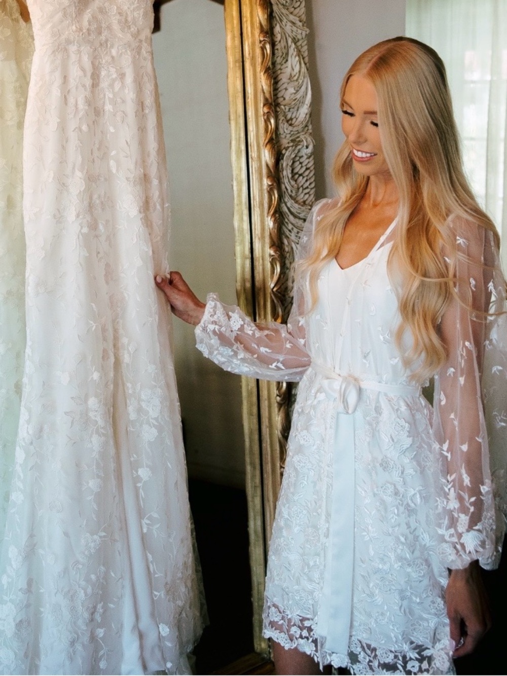 Le Rose Maya Lace Robe with Slip XS/S